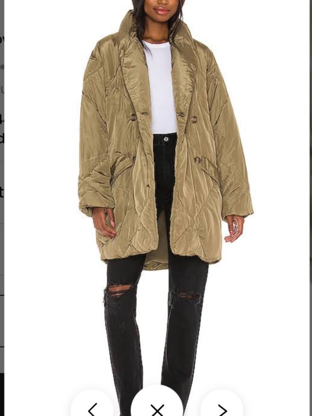 Free People Olive Green Women’s Ella Puffer Coat